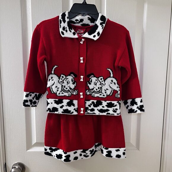 Vintage Disney 101 Dalmatians Sweater Cardigan and Skirt...